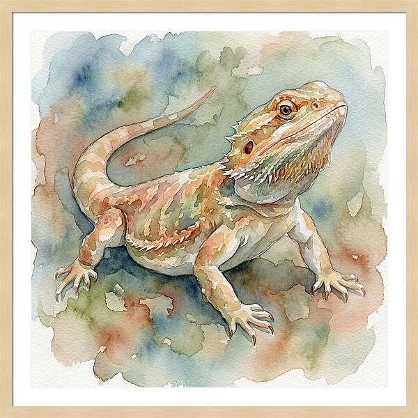 Bearded Dragon Watercolor Portrait