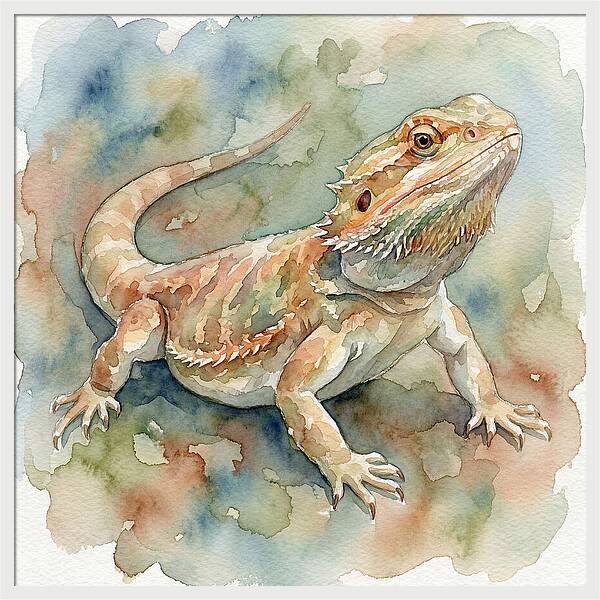 Bearded Dragon Watercolor Portrait