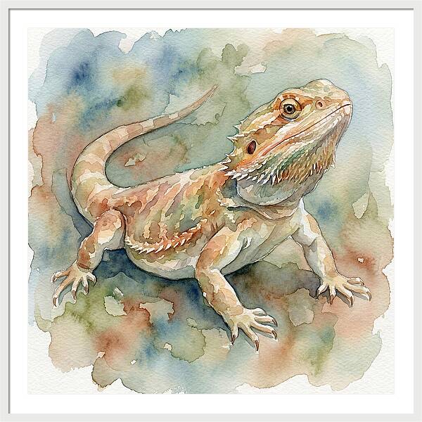 Bearded Dragon Watercolor Portrait