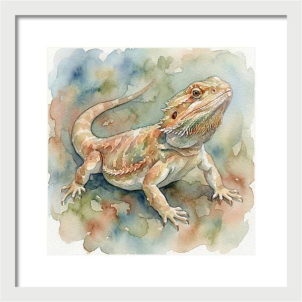 Bearded Dragon Watercolor Portrait