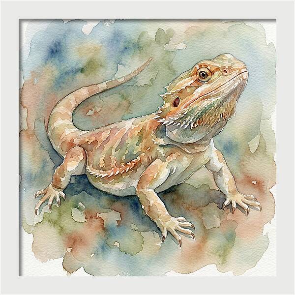 Bearded Dragon Watercolor Portrait