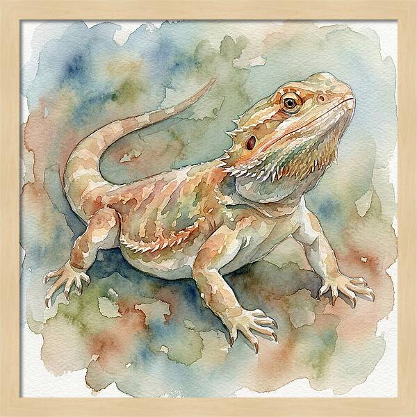 Bearded Dragon Watercolor Portrait
