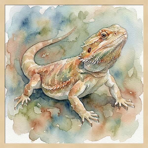 Bearded Dragon Watercolor Portrait