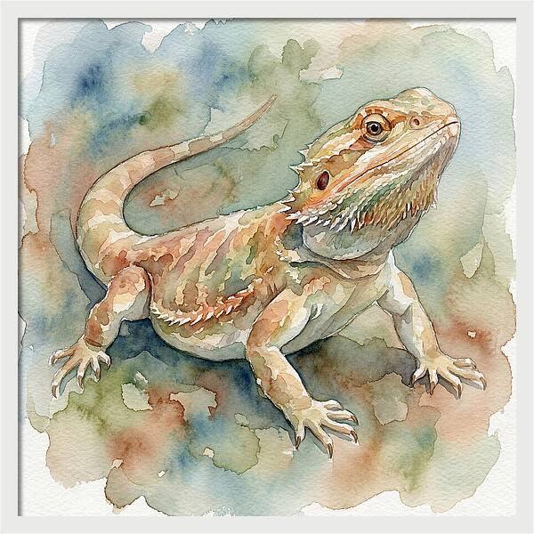 Bearded Dragon Watercolor Portrait