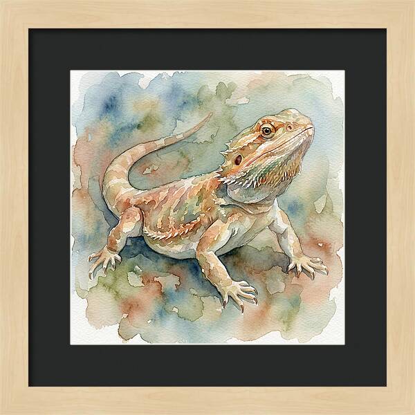 Bearded Dragon Watercolor Portrait