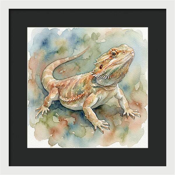 Bearded Dragon Watercolor Portrait