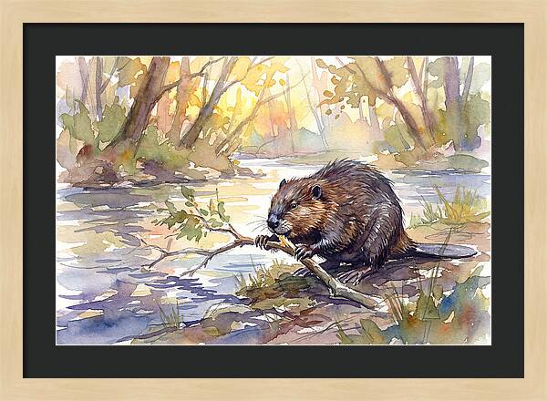 Beaver By The Stream