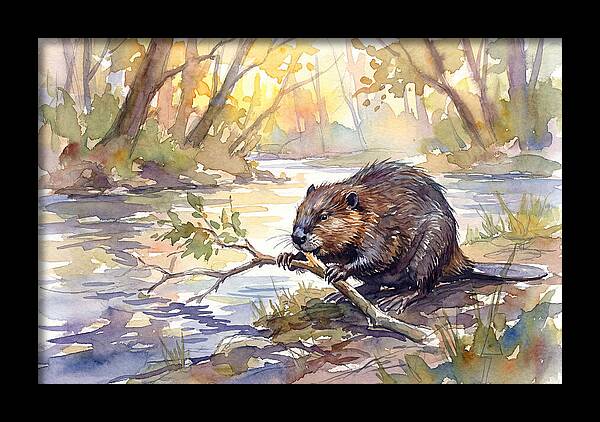 Beaver By The Stream