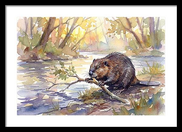 Beaver By The Stream