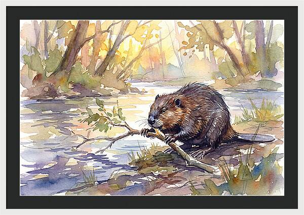 Beaver By The Stream