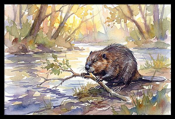 Beaver By The Stream