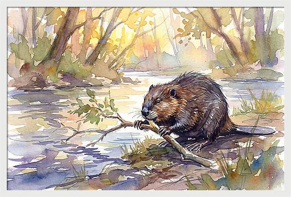 Beaver By The Stream