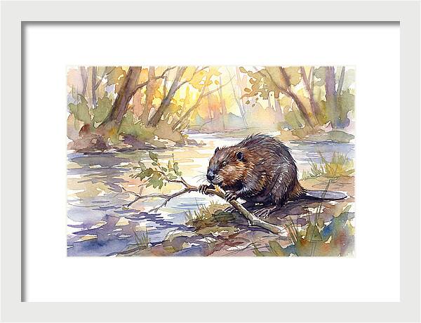 Beaver By The Stream