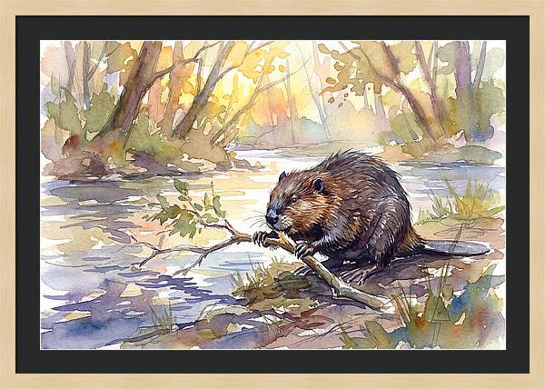 Beaver By The Stream