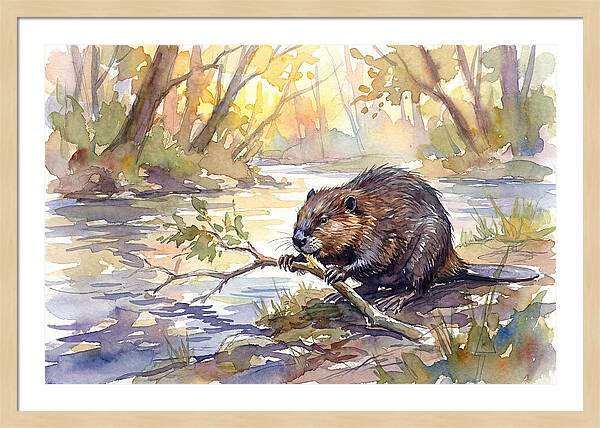 Beaver By The Stream