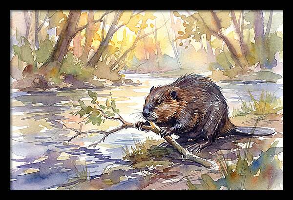 Beaver By The Stream