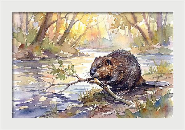 Beaver By The Stream