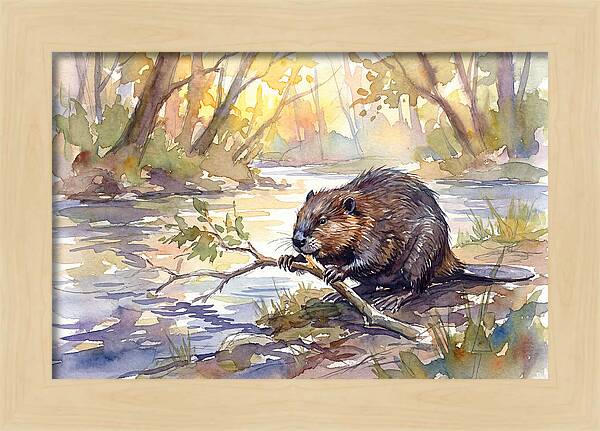 Beaver By The Stream