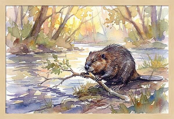 Beaver By The Stream