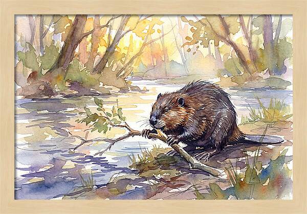 Beaver By The Stream