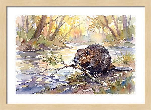 Beaver By The Stream