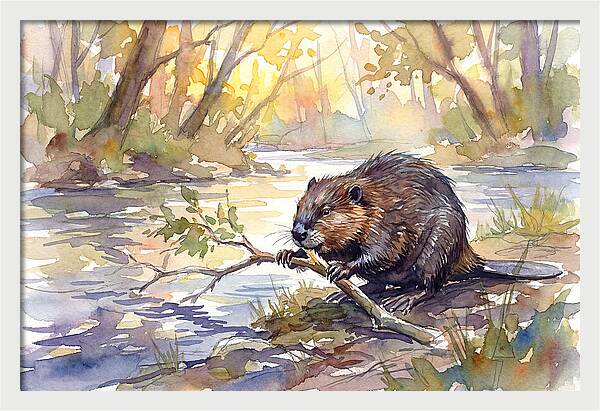 Beaver By The Stream