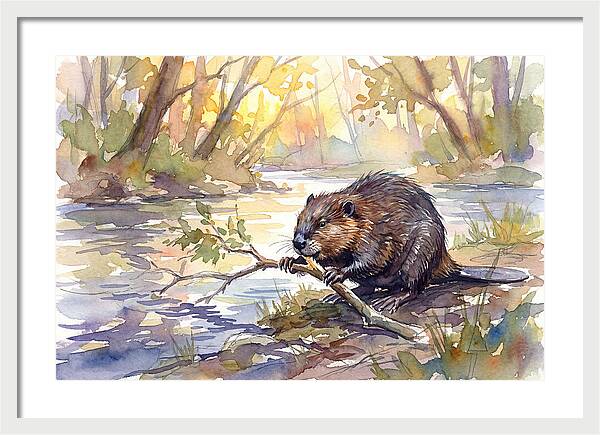 Beaver By The Stream