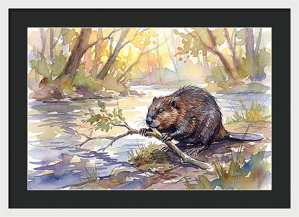 Beaver By The Stream