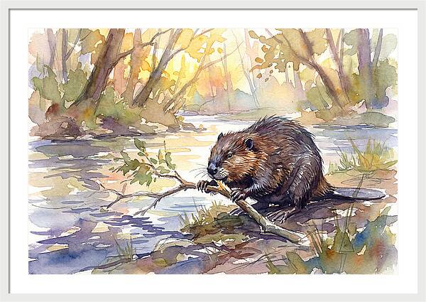 Beaver By The Stream