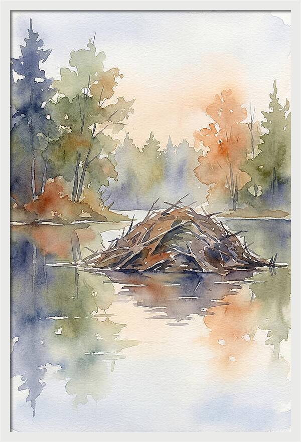 Beaver Lodge At Dusk