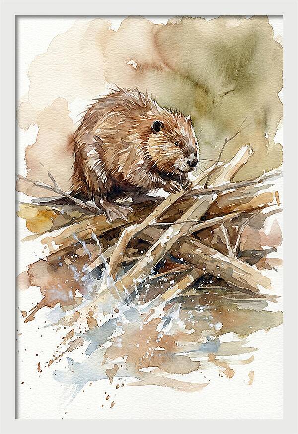 Beaver On A Dam
