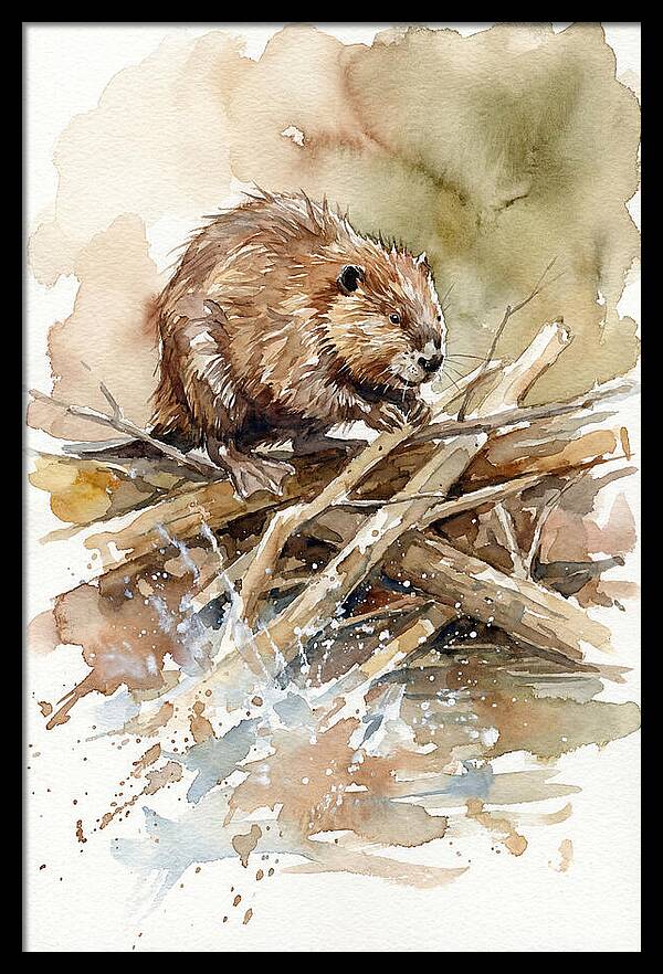 Beaver On A Dam