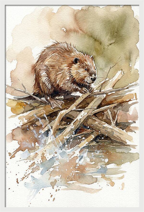 Beaver On A Dam