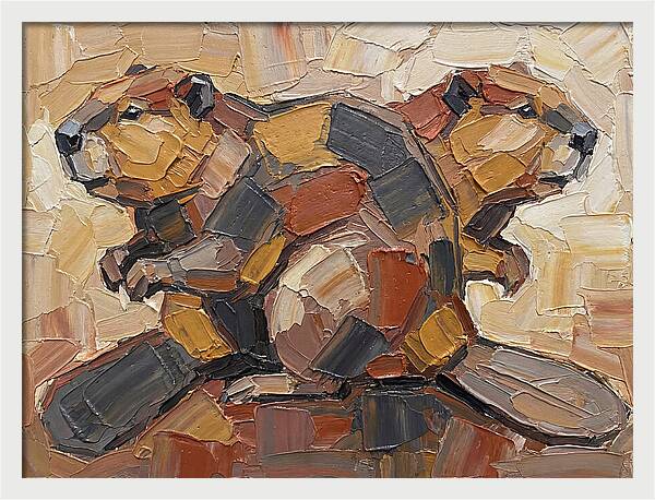 Beavers In Abstract Harmony