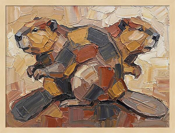 Beavers In Abstract Harmony