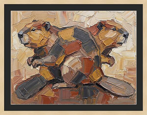 Beavers In Abstract Harmony