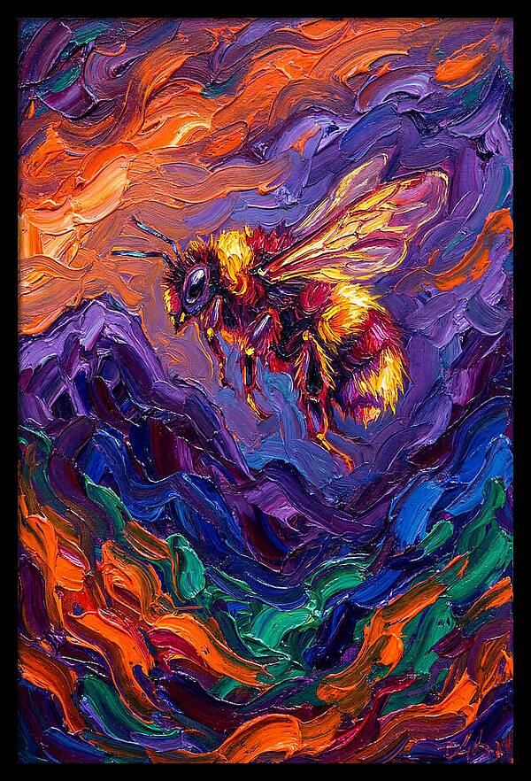 Bee In Vibrant Flight