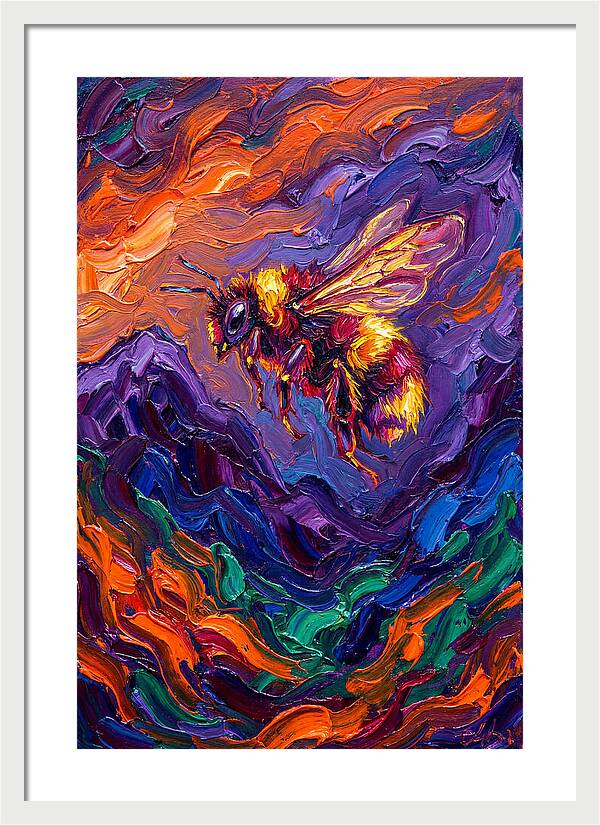 Bee In Vibrant Flight