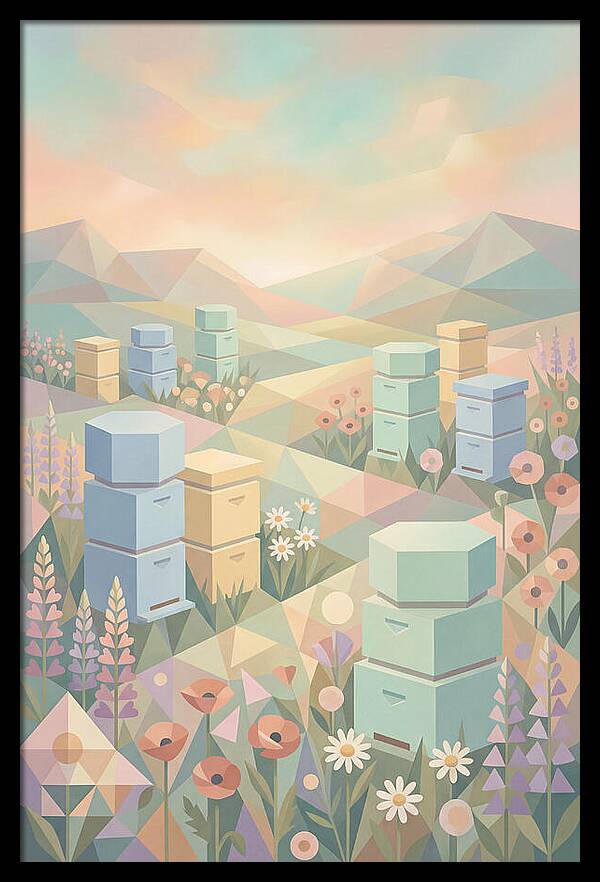 Beehives In A Colorful Meadow