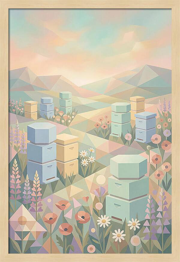 Beehives In A Colorful Meadow