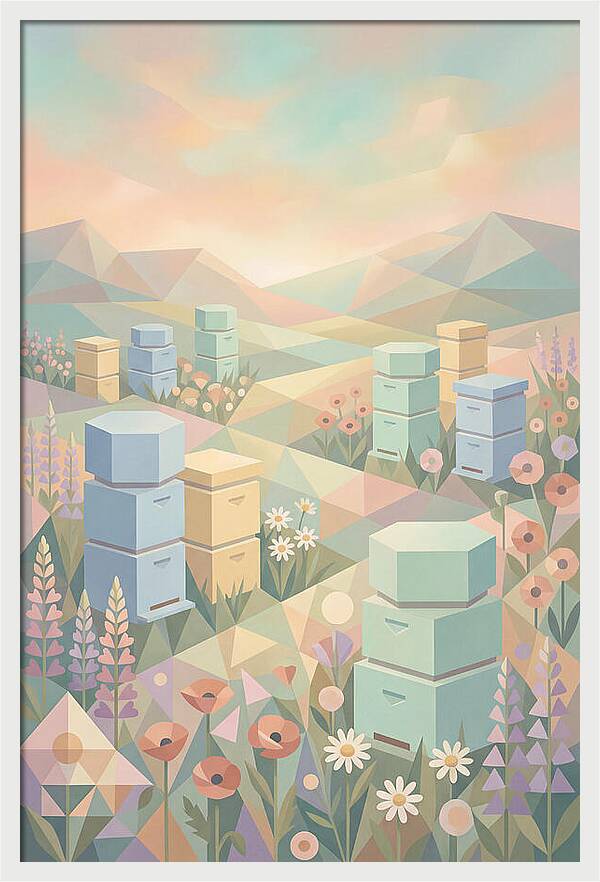 Beehives In A Colorful Meadow