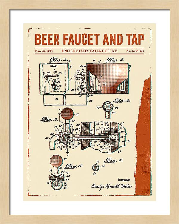 Beer Faucet And Tap Retro Patent Us2014492a