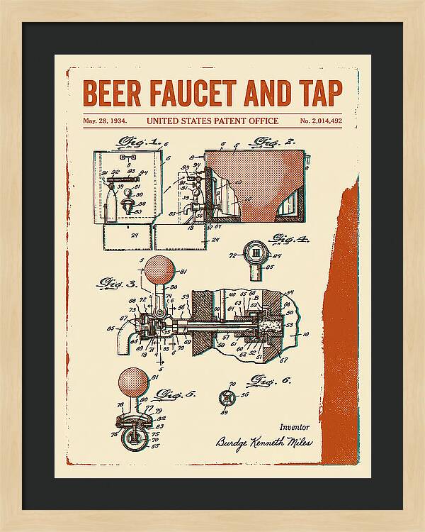 Beer Faucet And Tap Retro Patent Us2014492a