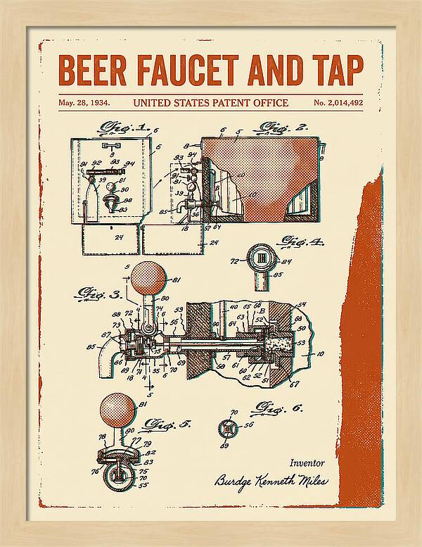 Beer Faucet And Tap Retro Patent Us2014492a