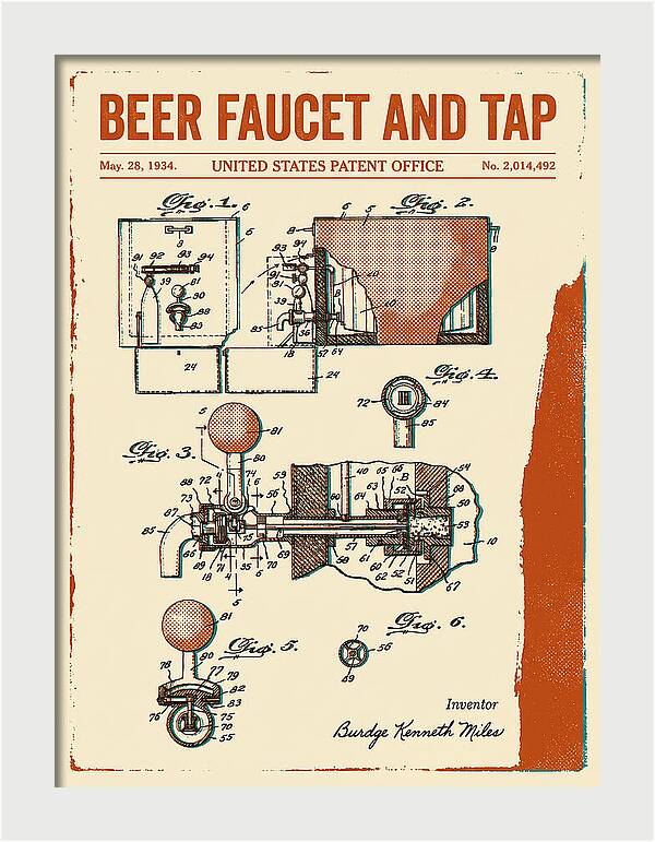 Beer Faucet And Tap Retro Patent Us2014492a