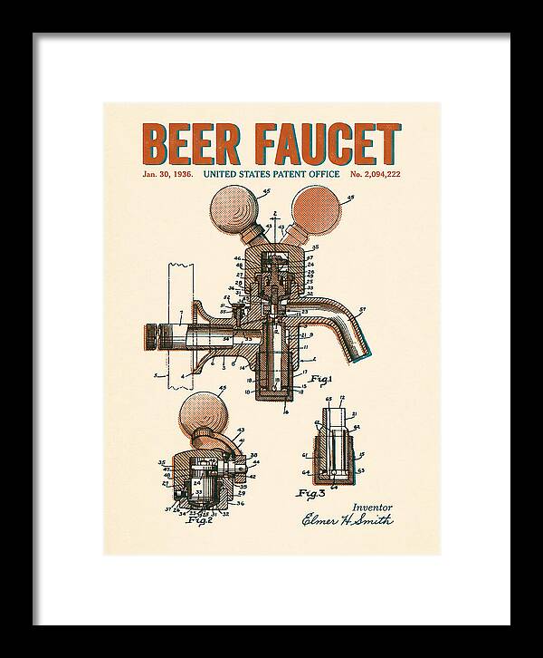 Beer Faucet Retro Patent Us2094222a