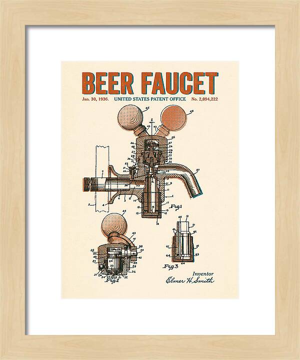 Beer Faucet Retro Patent Us2094222a
