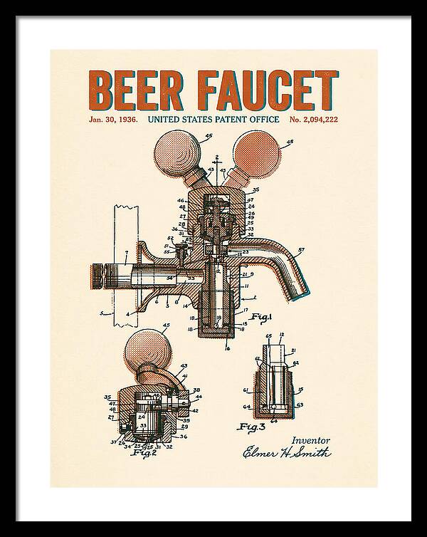 Beer Faucet Retro Patent Us2094222a
