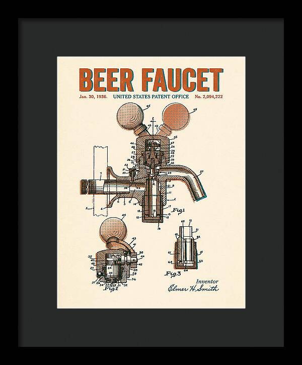 Beer Faucet Retro Patent Us2094222a