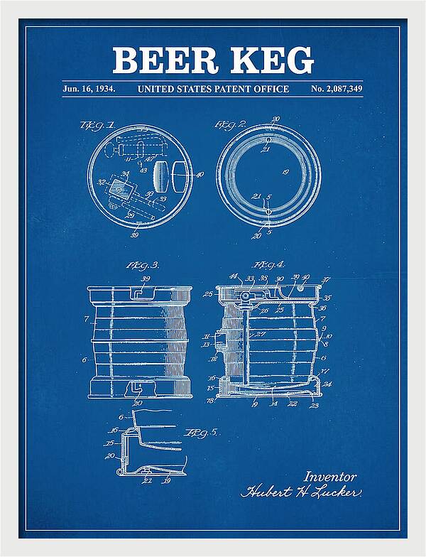 Beer Keg Blueprint Patent Us2087349a